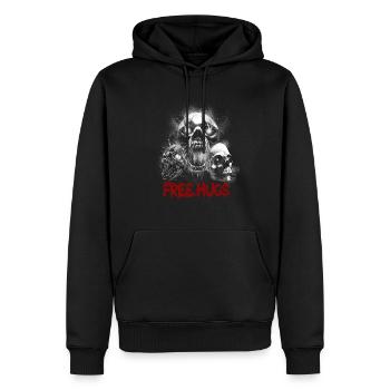 Free Hug’s Skull - Police sanglante Halloween - Sweat à capuche Premium bio Homme - noir - Devant - Nico (187cm)