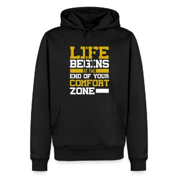 Das Leben Beginnt Am Ende Ihres - Männer Premium Bio Hoodie - Schwarz - Vorne - Nico (187cm)