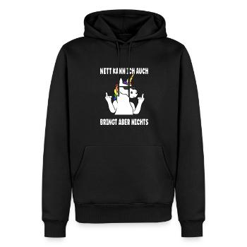 Nett Kann Ich Auch Bringt Aber Nix Lustig Einhorn - Männer Premium Bio Hoodie - Schwarz - Vorne - Nico (187cm)