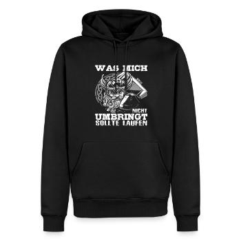 Was Mich Nicht Umbringt Nordischer Wikinger - Männer Premium Bio Hoodie - Schwarz - Vorne - Nico (187cm)