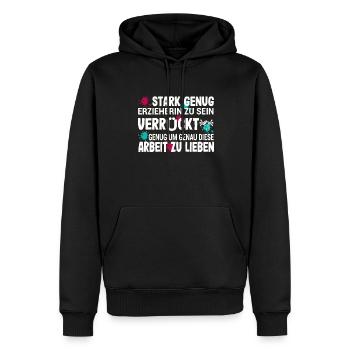 Kita Spruch für Erzieherin Kindergarten - Männer Premium Bio Hoodie - Schwarz - Vorne - Nico (187cm)