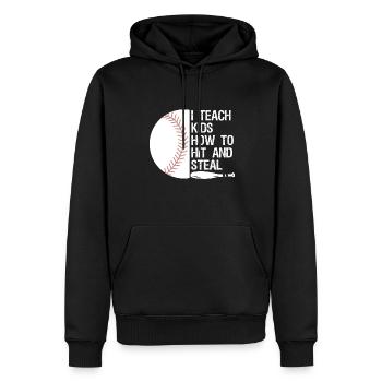 J’enseigne aux enfants comment faire des gens drôles - Sweat à capuche Premium bio Homme - noir - Devant - Nico (187cm)