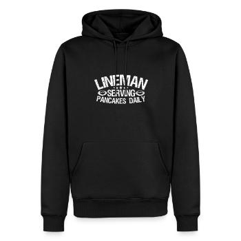 Lineman sert des crêpes tous les jours - Sweat à capuche Premium bio Homme - noir - Devant - Nico (187cm)