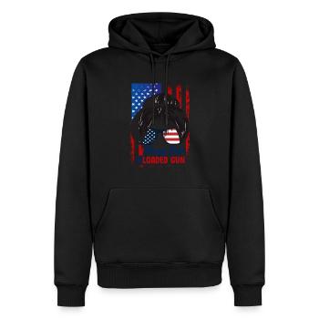 Messy Bun And Loaded Patriotic - Men’s Premium Organic Hoodie - black - Front - Nico (187cm)