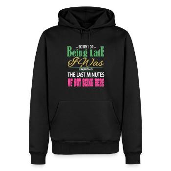 Sorry for the delay - Men’s Premium Organic Hoodie - black - Front - Nico (187cm)