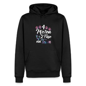 Vier Pfoten zwei Füße ein Team Mensch Hund Team - Männer Premium Bio Hoodie - Schwarz - Vorne - Nico (187cm)