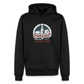 Ruhrpott Kohlekind Glück Auf Bergbau Kumpel - Männer Premium Bio Hoodie - Schwarz - Vorne - Nico (187cm)