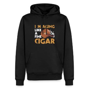 Ich Altere Wie Ein Feiner Zigarrenraucher - Männer Premium Bio Hoodie - Schwarz - Vorne - Nico (187cm)
