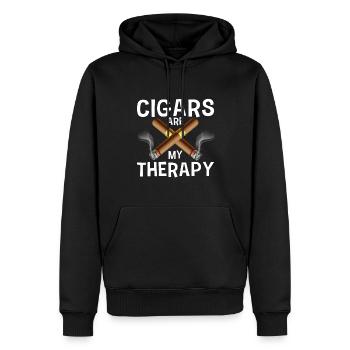 Les cigares sont ma thérapie Les fumeurs de cigares - Sweat à capuche Premium bio Homme - noir - Devant - Nico (187cm)