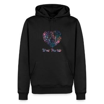 Denk Positiv ( Pawsitiv ) Hundeherz- Hunde Sprüche - Männer Premium Bio Hoodie - Schwarz - Vorne - Nico (187cm)