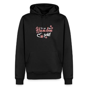 Die mit den Hunden geht Pfoten - Hunde Sprüche - Männer Premium Bio Hoodie - Schwarz - Vorne - Nico (187cm)