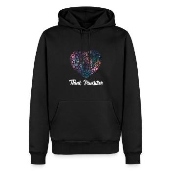 Think Positive ( Pawsitiv ) Dog Heart - Dictons pour chiens - Sweat à capuche Premium bio Homme - noir - Devant - Nico (187cm)