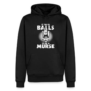 Murse Drôle d’infirmière il - Sweat à capuche Premium bio Homme - noir - Devant - Nico (187cm)