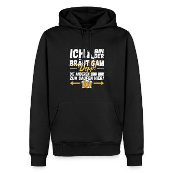 ICH bin der DEPP! Die anderen sind zum Saufen hier - Männer Premium Bio Hoodie - Schwarz - Vorne - Nico (187cm)