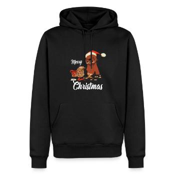 Joyeux Noël Loutre Cadeaux de veille de Noël - Sweat à capuche Premium bio Homme - noir - Devant - Nico (187cm)