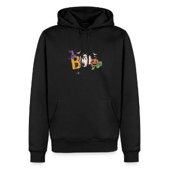Boo Halloween Bat Citrouille Fantôme et Araignées - Sweat à capuche Premium bio Homme - noir - Devant - Nico (187cm)