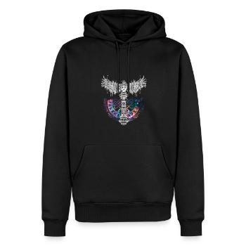 Thor Hammer Raven Mjölnir Rune Viking Galaxy - Men’s Premium Organic Hoodie - black - Front - Nico (187cm)