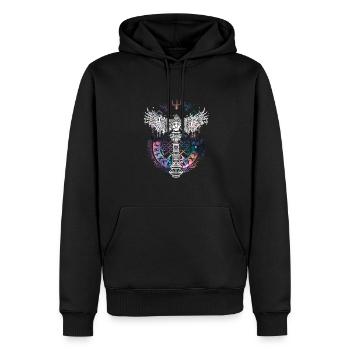 Thor Hammer Raven Mjölnir Rune Viking Galaxy - Men’s Premium Organic Hoodie - black - Front - Nico (187cm)