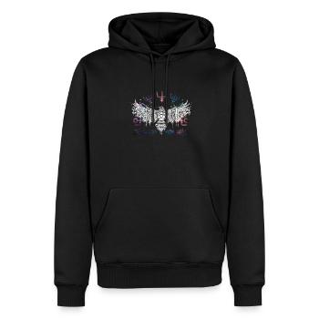 Thor Hammer Raven Mjölnir Rune Viking Galaxy - Men’s Premium Organic Hoodie - black - Front - Nico (187cm)