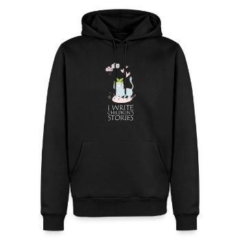 Ich Schreibe Kindergeschichten Katze Wolken Zitat - Männer Premium Bio Hoodie - Schwarz - Vorne - Nico (187cm)