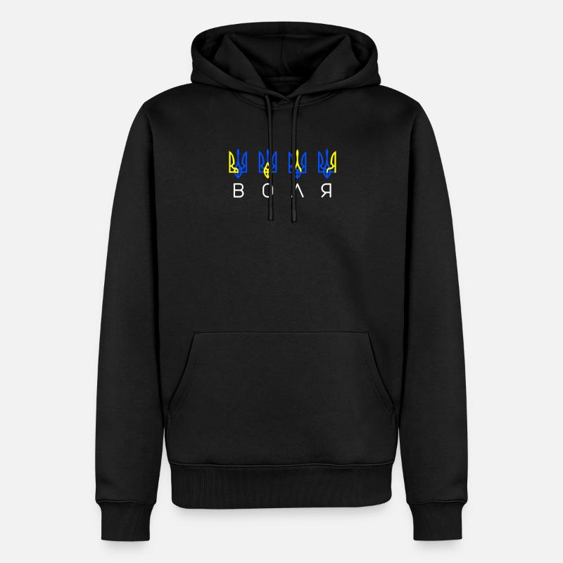 Ukraine Liberté Symboles ukrainiens Trident - Sweat à capuche Premium bio Homme - noir
