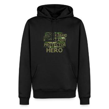 Mari Papa Protecteur Héros Vathers Day Papa USA - Sweat à capuche Premium bio Homme - noir - Devant - Nico (187cm)