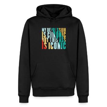 Ma dépression est chronique - Sweat à capuche Premium bio Homme - noir - Devant - Nico (187cm)