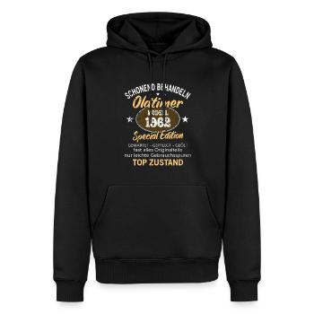 Oldtimer Baujahr 1962 Geboren Jahrgang 1962 - Männer Premium Bio Hoodie - Schwarz - Vorne - Nico (187cm)