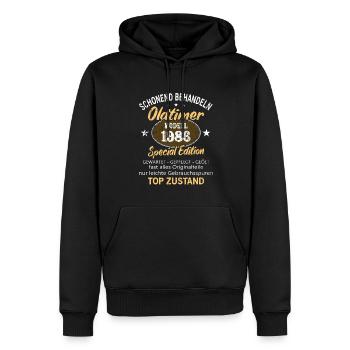 Oldtimer Baujahr 1986 Geboren Jahrgang 1986 - Männer Premium Bio Hoodie - Schwarz - Vorne - Nico (187cm)