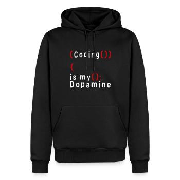 Lustige Codierung Ist Mein Dopamin -Coder - Männer Premium Bio Hoodie - Schwarz - Vorne - Nico (187cm)