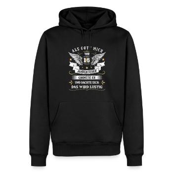 Als Gott mich vor 15 Jahren schuf 15. Geburtstag - Männer Premium Bio Hoodie - Schwarz - Vorne - Nico (187cm)