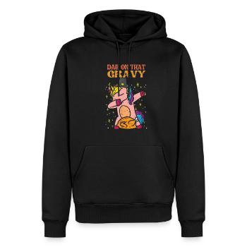 Tupfen Sie die Soße auf - Männer Premium Bio Hoodie - Schwarz - Vorne - Nico (187cm)