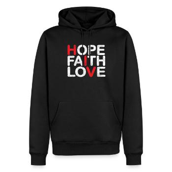 Hope Faith Love Hiv aide la bureaucratie Soutenir Citation - Sweat à capuche Premium bio Homme - noir - Devant - Nico (187cm)