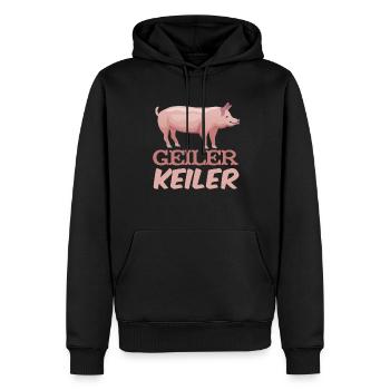Geiler Keiler | Lustiges Wildschwein Jagd - Männer Premium Bio Hoodie - Schwarz - Vorne - Nico (187cm)