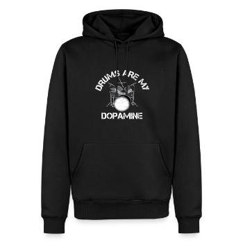Les tambours sont mon tambour de batteur de dopamine - Sweat à capuche Premium bio Homme - noir - Devant - Nico (187cm)
