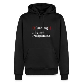 Lustige Codierung Ist Mein Dopamin -Coder - Männer Premium Bio Hoodie - Schwarz - Vorne - Nico (187cm)