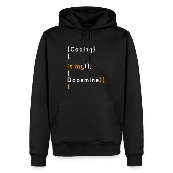 Lustige Codierung Ist Mein Dopamin -Coder - Männer Premium Bio Hoodie - Schwarz - Vorne - Nico (187cm)