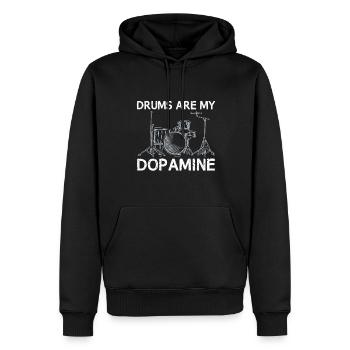 Les tambours sont mon tambour de batteur de dopamine - Sweat à capuche Premium bio Homme - noir - Devant - Nico (187cm)
