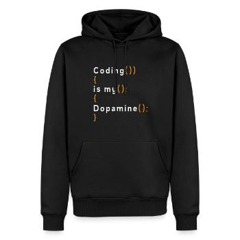 Lustige Codierung Ist Mein Dopamin -Coder - Männer Premium Bio Hoodie - Schwarz - Vorne - Nico (187cm)