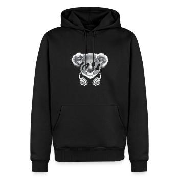 Koala with headphones and cool sunglasses - Men’s Premium Organic Hoodie - black - Front - Nico (187cm)