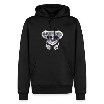 Koala with headphones and cool sunglasses - Men’s Premium Organic Hoodie - black - Front - Nico (187cm)
