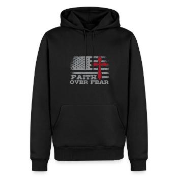 Foi à propos de la peur American Pride Religieuse - Sweat à capuche Premium bio Homme - noir - Devant - Nico (187cm)