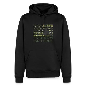 Freiheit Ist Keine Freie Armee -Veteranen -Soldat - Männer Premium Bio Hoodie - Schwarz - Vorne - Nico (187cm)