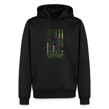 Freiheit Ist Keine Freie Armee -Veteranen -Soldat - Männer Premium Bio Hoodie - Schwarz - Vorne - Nico (187cm)
