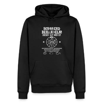 Schonend Behandeln Oldtimer Ist 23 Jahre 23. - Männer Premium Bio Hoodie - Schwarz - Vorne - Nico (187cm)