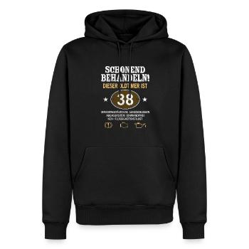 Schonend Behandeln Oldtimer Ist 38 Jahre 38. - Männer Premium Bio Hoodie - Schwarz - Vorne - Nico (187cm)