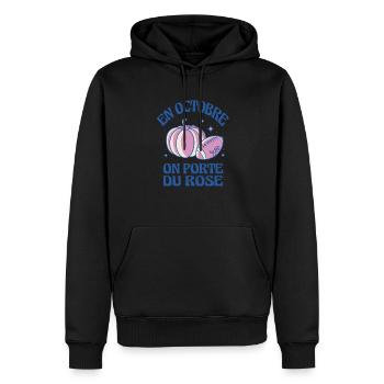 Im Oktober Tragen Wir Pink Pumpkin Adhesive Ribbon - Männer Premium Bio Hoodie - Schwarz - Vorne - Nico (187cm)
