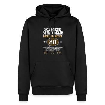 Schonend Behandeln Oldtimer Ist 80 Jahre 80. - Männer Premium Bio Hoodie - Schwarz - Vorne - Nico (187cm)