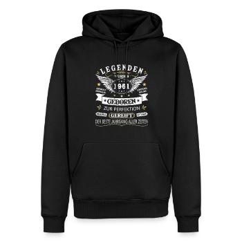 Legenden 1961 Geboren Geschenk Jahrgang 1961 - Männer Premium Bio Hoodie - Schwarz - Vorne - Nico (187cm)