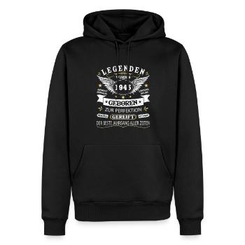 Legenden 1945 Geboren Geschenk Jahrgang 1945 - Männer Premium Bio Hoodie - Schwarz - Vorne - Nico (187cm)